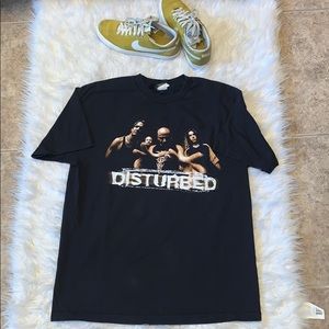 Black Vintage 2000 Disturbed Band Short Sleeve Tee